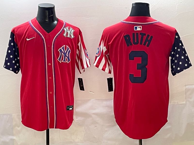 Men New York Yankees 3 Ruth Red a generation of national flags Jointly Name 2025 Nike MLB Jersey style 8